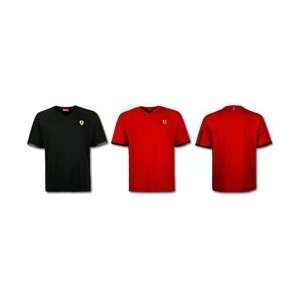  Ferrari Scudetto V Neck T Shirt Red & Black Sports 