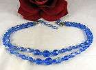 Vintage Dazzling Blue AB Crystal Beaded Necklace CAT RESCUE  