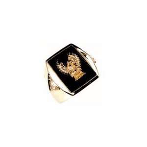 Scottish Rite Genuine Onyx Masons Masonic Ring 18kt Gold EP Size 9 14 