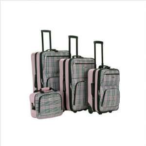   Pc Rockland Pink Plaid Luggage Set By Fox Luggage
