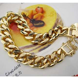   Gold Filled Womens Bracelet 40g Curb Chain 10mm Wide Link GF Jewelry