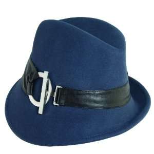  Scala Womens Wool Felt Asymetrical Fedora Hat   Blue 