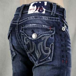 MEK Denim Jeans Mens OAXACA Dark Blue Boot cut Saddle  