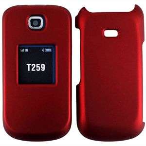 NEW RUBBER RED HARD SNAP CASE COVER FOR SAMSUNG T259  
