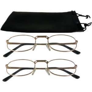  Reading Glasses Lot Of 2 Metal Frame FREE Protective Case 