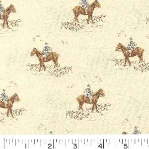    45 Wide FOX HUNT   BLUE Fabric By The Yard Arts, Crafts & Sewing