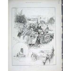  Sandringham Queen Visit Sketch Antique Print 1889: Home 
