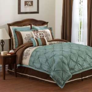  Lush Decor Abigail 8PC Turquoise Comforter Set Queen: Home 
