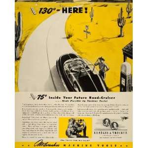  1943 Ad Milwaukee Machine Tools Car Desert Road Future 