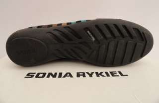 BN Auth Sonia Rykiel Black Strip Leather Velour Sneakers Shoes UK4 5 6 