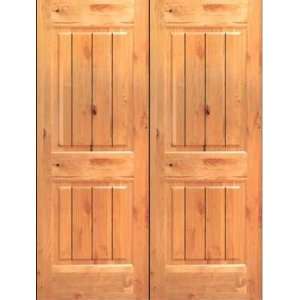Interior Door: Knotty Alder Two Panel V Groove Pair (Single also 