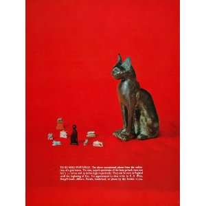  1967 Ad Egyptian Cat Statue Carving Saite Dynasty NICE 