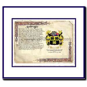  Ambrogio Coat of Arms/ Family History Wood Framed
