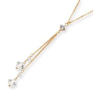  16in Gold Plated White Crystal Y Necklace Jewelry