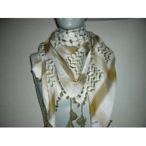   Green Arabic scarf. Shemagh Arab Keffiyeh, Neck Scarf 