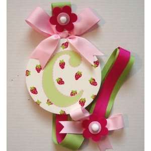   painted round wall letter hair bow holder   strawberry: Home & Kitchen