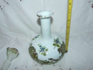 Lovely Victorian Milk Glass Barbers Decantur Painted  