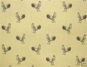 Drapery Upholstery Fabric Animal Print Black Roosters  