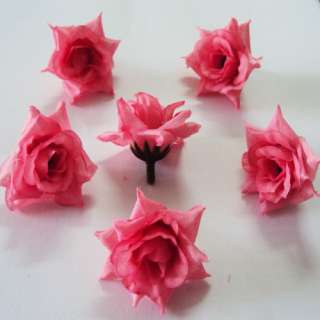 24 Pink Silk flower head rose wedding decoration Table  