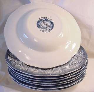 Liberty Blue Rim Soup Bowls Dinnerware England c 1975 Old North 