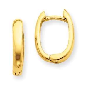  Oval Hinged Hoop Earrings in 14k Yellow Gold: Jewelry