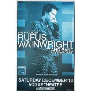 Rufus Wainwright Vancouver Original Concert Poster 