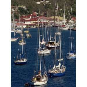  Moored Sailing Boats in Gustavia Harbour, St. Barthelemy 