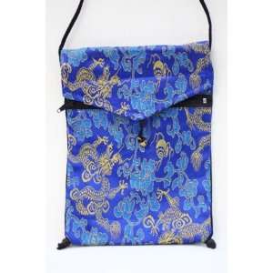  Royal Blue Tarot or Passport Bag in Silk Brocade with Flap 