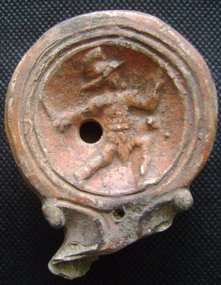 Ancient Roman Murmillo Gladiator Oil Lamp Lampada  