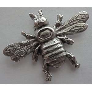 * T136AS 2 Antique Silver Large Wide Wing Bee Push Pins 