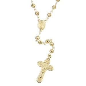  Caribe Gold 14k Gold over Silver 26 inch Rosary Necklace Jewelry