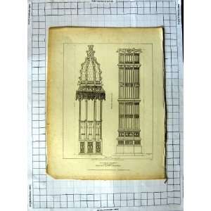    1808 Buttress Turret Henry Vii Chapel Roffe Etching