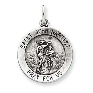  Silver Antiqued Saint John the Baptist Medal: Jewelry
