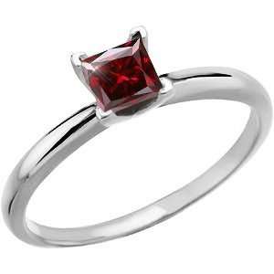   Gold Ring with Fancy Deep Red Diamond 0.1+ carat Princess cut: Jewelry