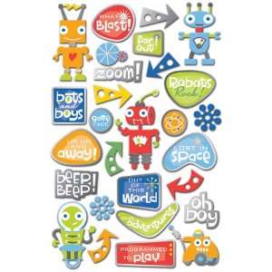 Creative Imaginations   Robots Rock Collection   Epoxy Stickers with 