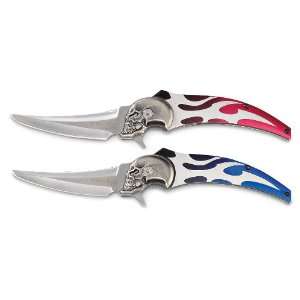  2 Dimitri Skull Knives 1 Red 1 Blue: Sports & Outdoors