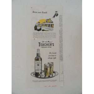  Teachers highland cream scotch, Vintage 40s print ad (No 
