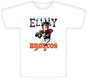 John Elway Retro Football Caricature T Shirt  