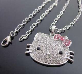 hello kitty pink bow necklace bracelet set 2items gift m25  