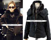 PS74 WOMENS QUILTED JACKET BLACK GRAY FOX FUR COLLAR  