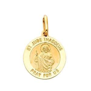  14K Yellow Gold Medium Religious Saint Jude Thaddeus Medal 