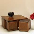 Cherry Lift Top Square Coffee Table with Ottoman  