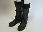 GUAR AUTH HENRY CUIR FOR BARNEYS NEW YORK BLACK SUEDE BOOTS WITH TRIM 