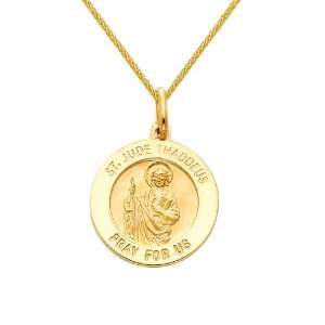  14K Yellow Gold Large Religious Saint Jude Thaddeus Medal 