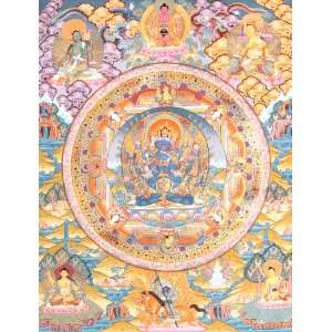 Mandala of Guhyasamaja Akshobhya in Yab Yum   Tibetan Thangka Painting 