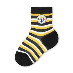  Pittsburgh Steelers Infant Black NFL Stripe Socks: Sports 