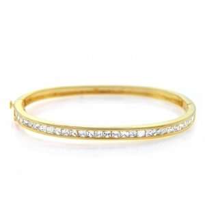  Bling Jewelry Gold Vermeil Princess Cut Classic CZ Bangle 