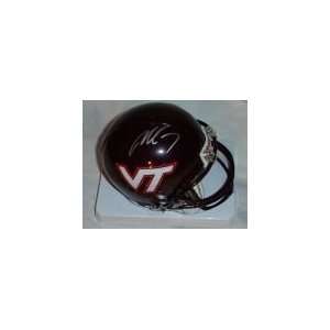  Michael Vick Hand Signed Virginia Tech Mini Helmet: Sports 