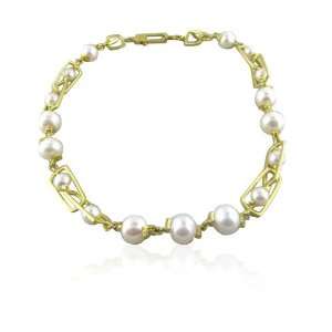  Morelli Yellow gold New Paul 18k Pearl Diamond Necklace 