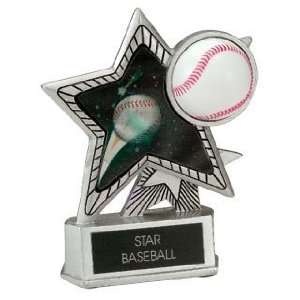  Baseball Trophies   6 INCH SILVER BASEBALL MOTION RESIN 